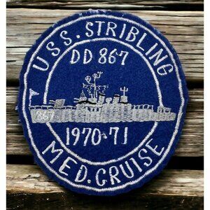USS Stribling Jacket Patch Vintage US Navy 1970 DD-867 Mediterranean Cruise USN